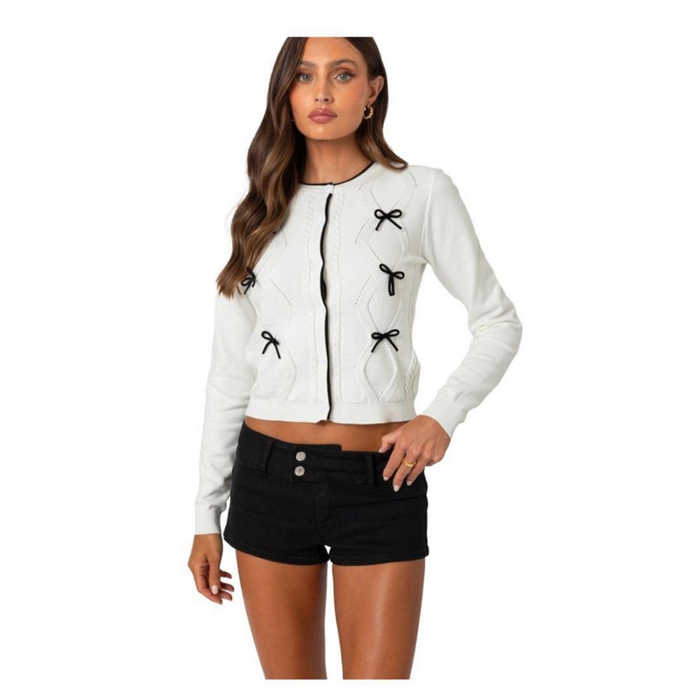 Edikted White and Black Cardigan